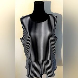 NWT—-BANANA REPUBLIC FACTORY STRIPED PEPLUM TOP WITH LINKNG. Size 14